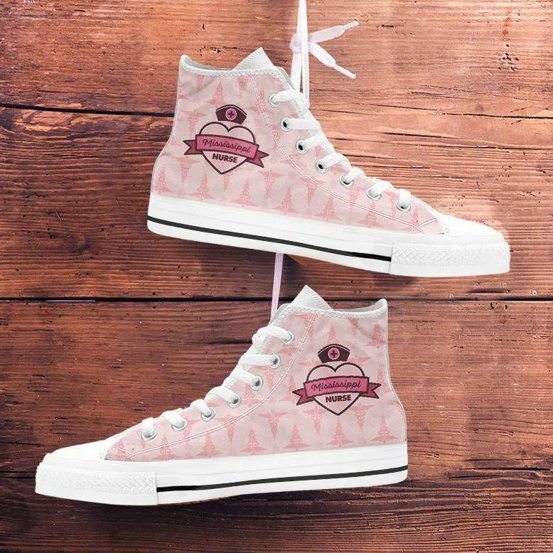Mississippi Nurse Canvas High Top Shoes Pink