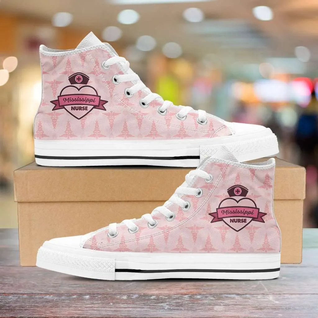 Mississippi Nurse Canvas High Top Shoes Pink