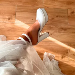 MISTICA WHITE PLATFORM HEELS