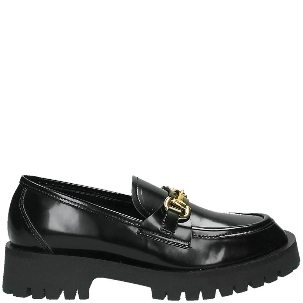 Mocassino Mark nero con accessorio oro