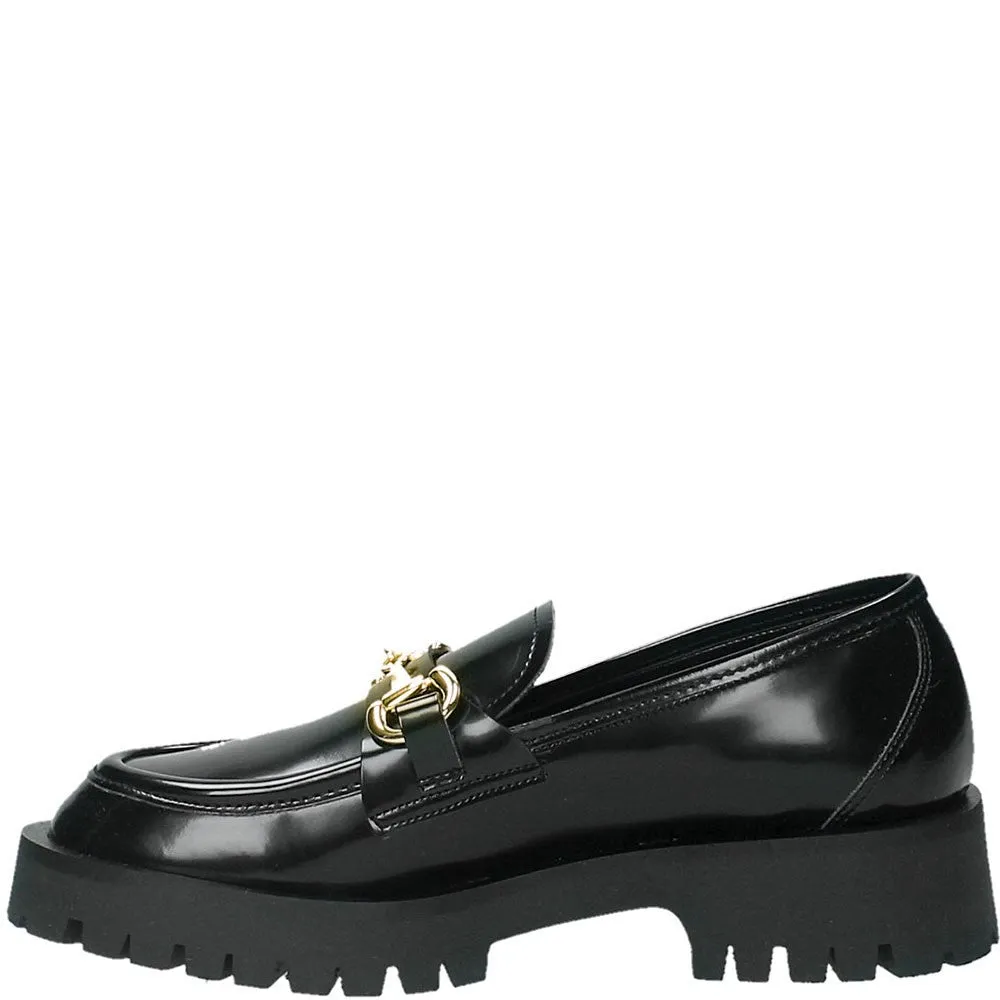 Mocassino Mark nero con accessorio oro