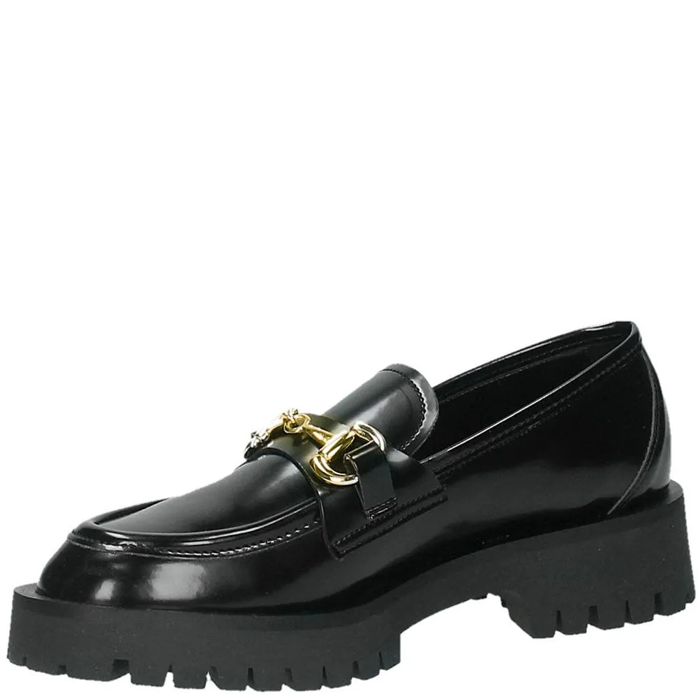 Mocassino Mark nero con accessorio oro