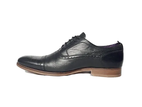 Next Italia Mens Black Oxford Toe Cap Brogues Shoes