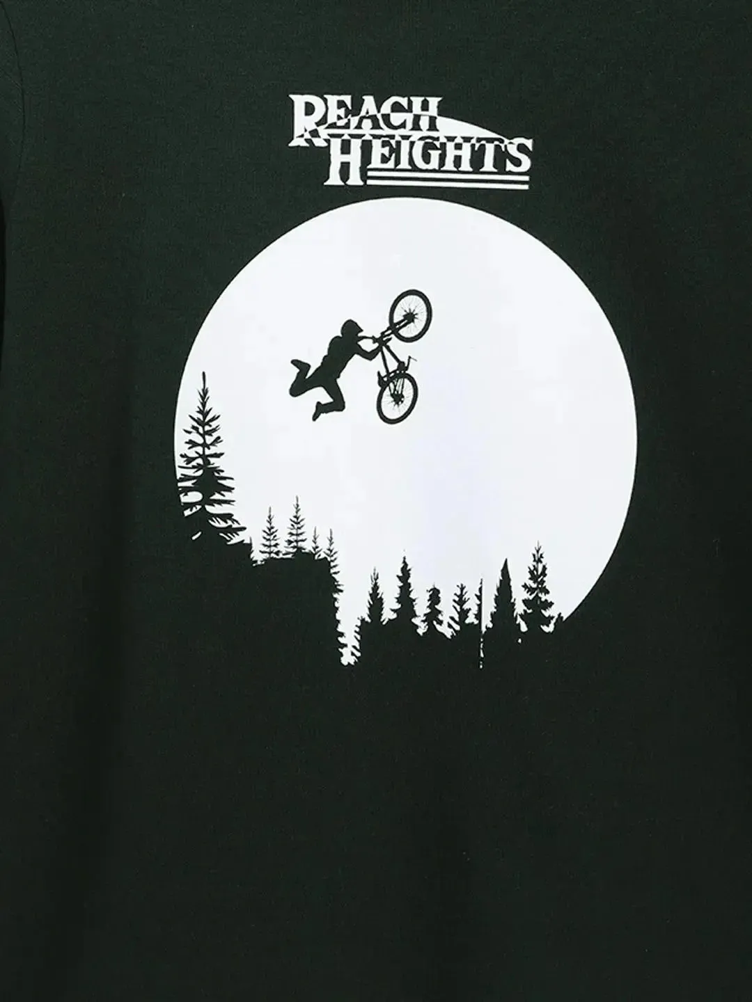 Olive Green Biker Printed Round Neck Cotton T-shirt