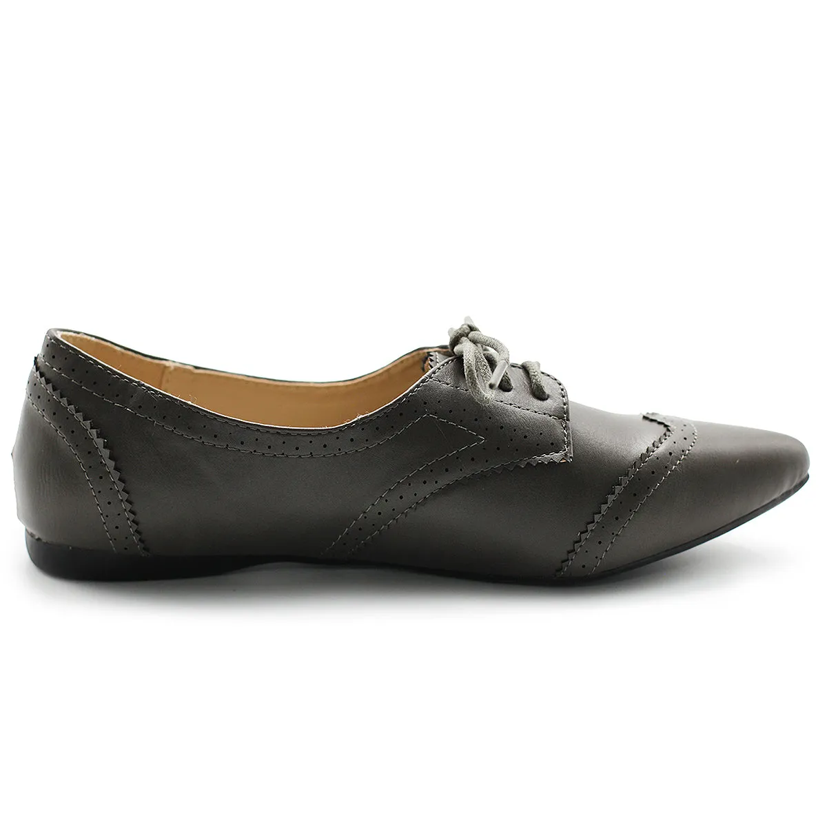 Ollio Women's Ballet Shoe Flat Enamel Pointed Toe Oxford