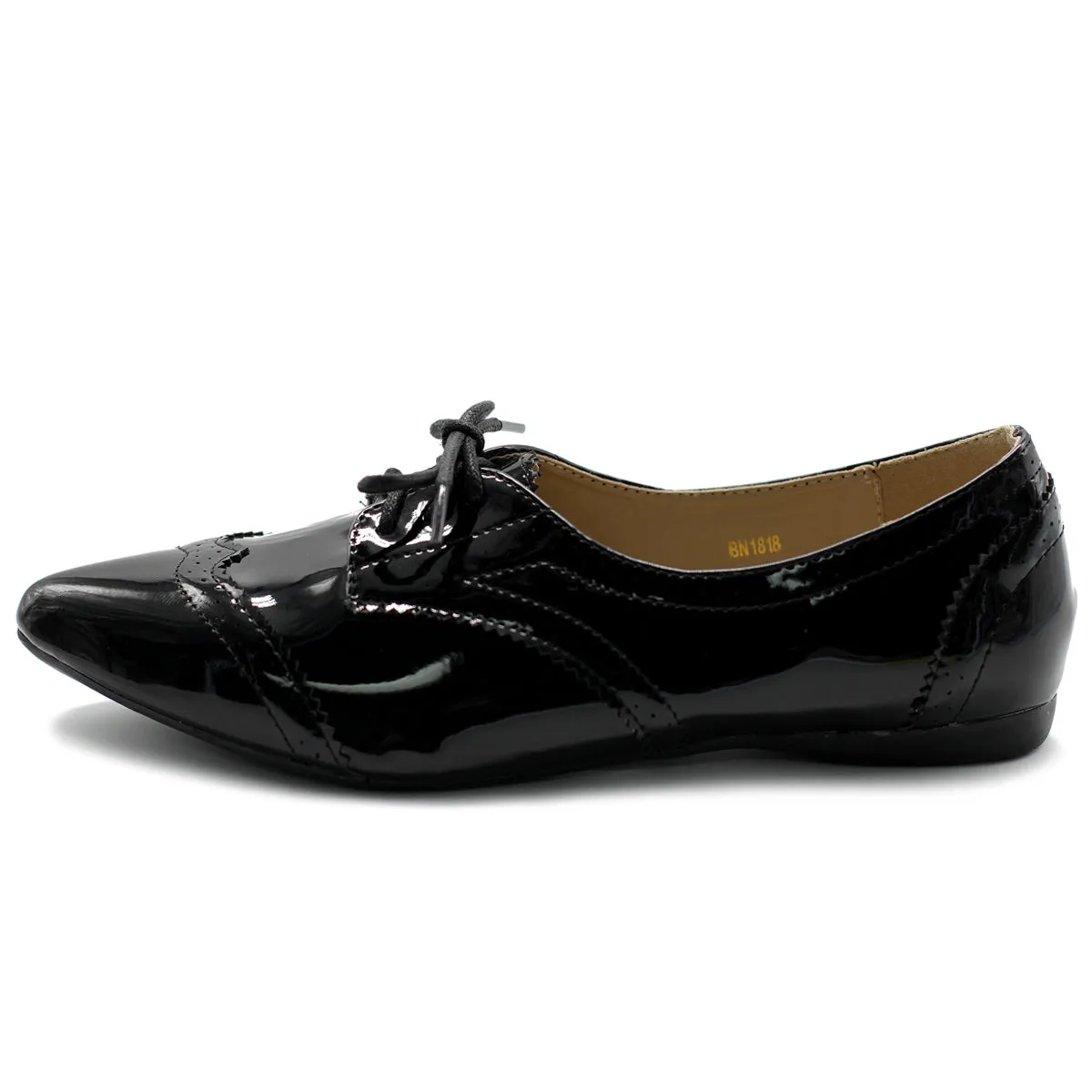 Ollio Women's Ballet Shoe Flat Enamel Pointed Toe Oxford