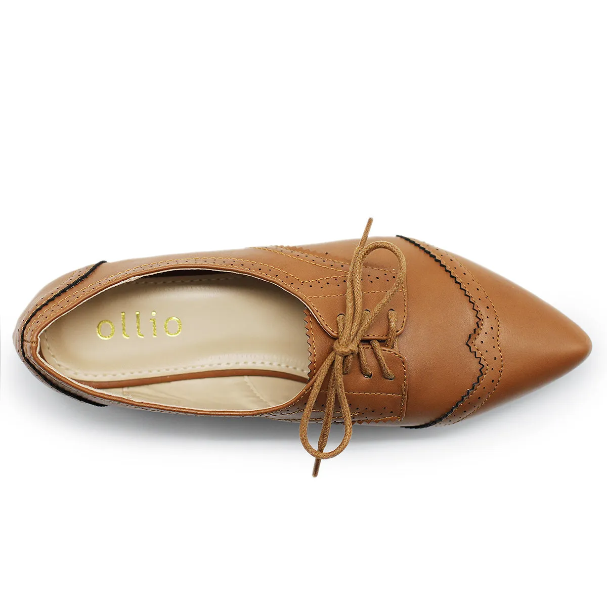 Ollio Women's Ballet Shoe Flat Enamel Pointed Toe Oxford