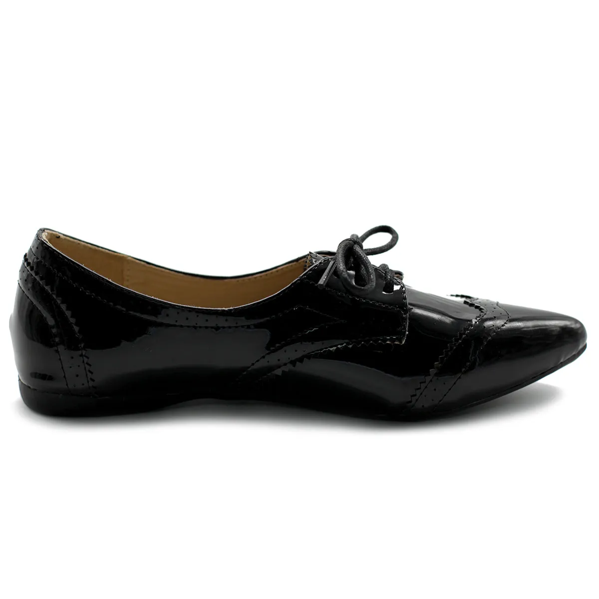 Ollio Women's Ballet Shoe Flat Enamel Pointed Toe Oxford