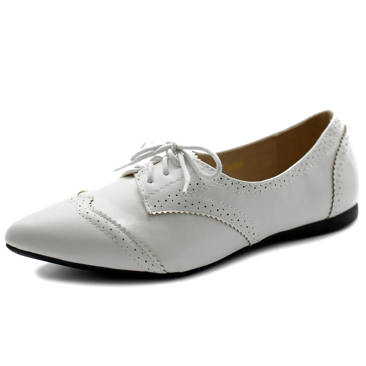 Ollio Women's Ballet Shoe Flat Enamel Pointed Toe Oxford