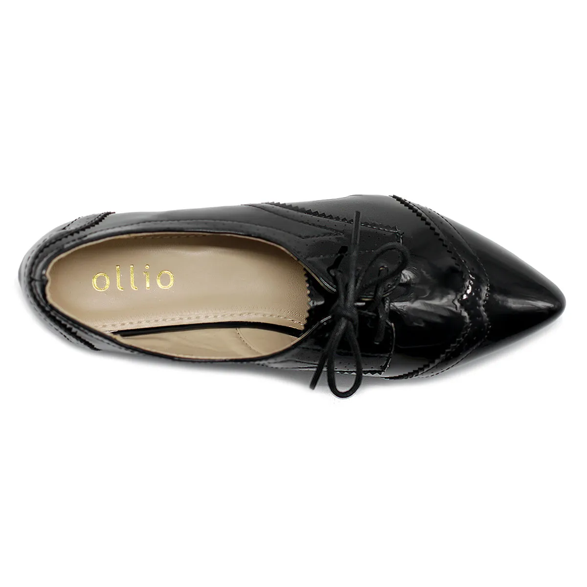 Ollio Women's Ballet Shoe Flat Enamel Pointed Toe Oxford