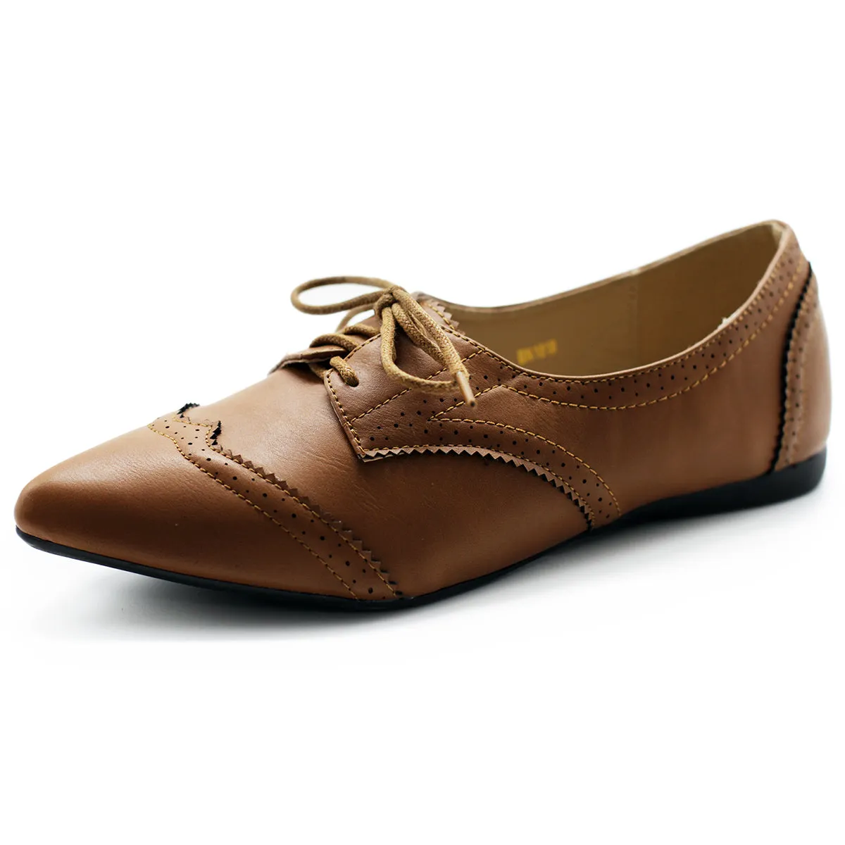 Ollio Women's Ballet Shoe Flat Enamel Pointed Toe Oxford