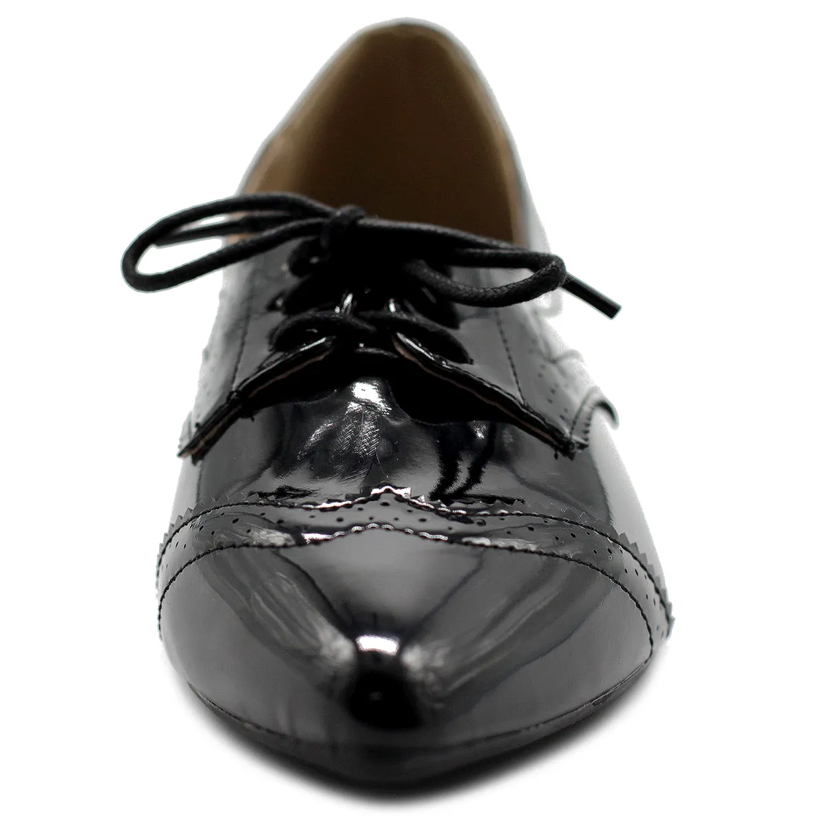 Ollio Women's Ballet Shoe Flat Enamel Pointed Toe Oxford