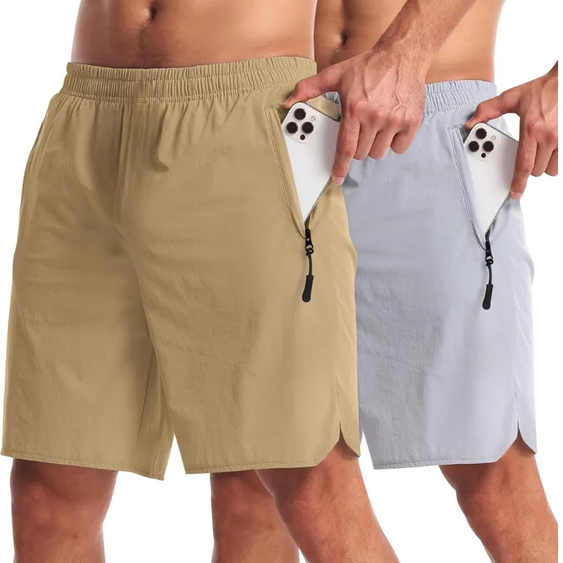 Pack 2 Lightweight Athletic Shorts – Secure Fit With Zipper Pockets