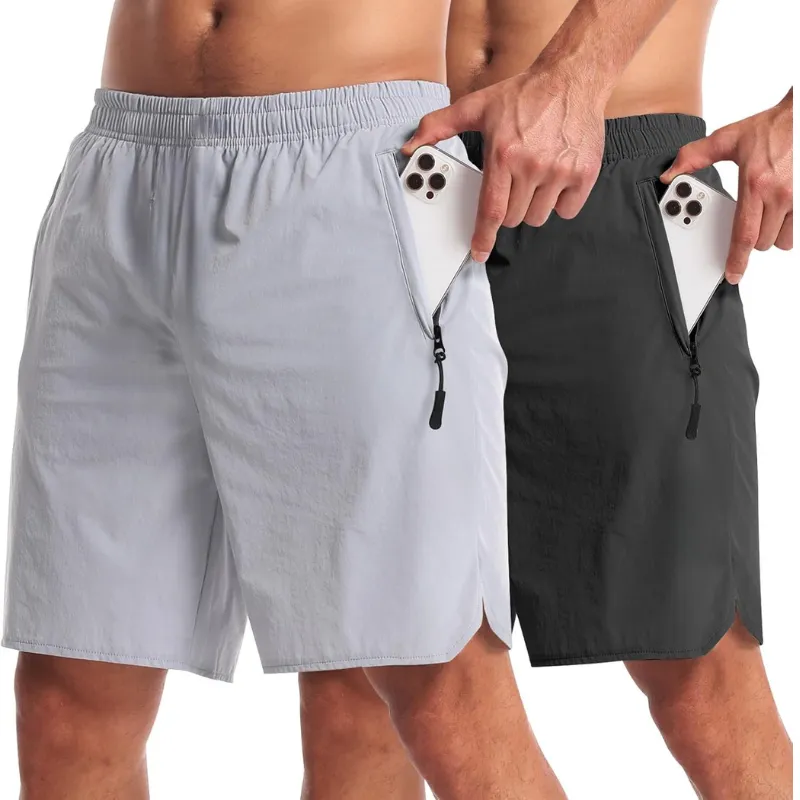 Pack 2 Lightweight Athletic Shorts – Secure Fit With Zipper Pockets