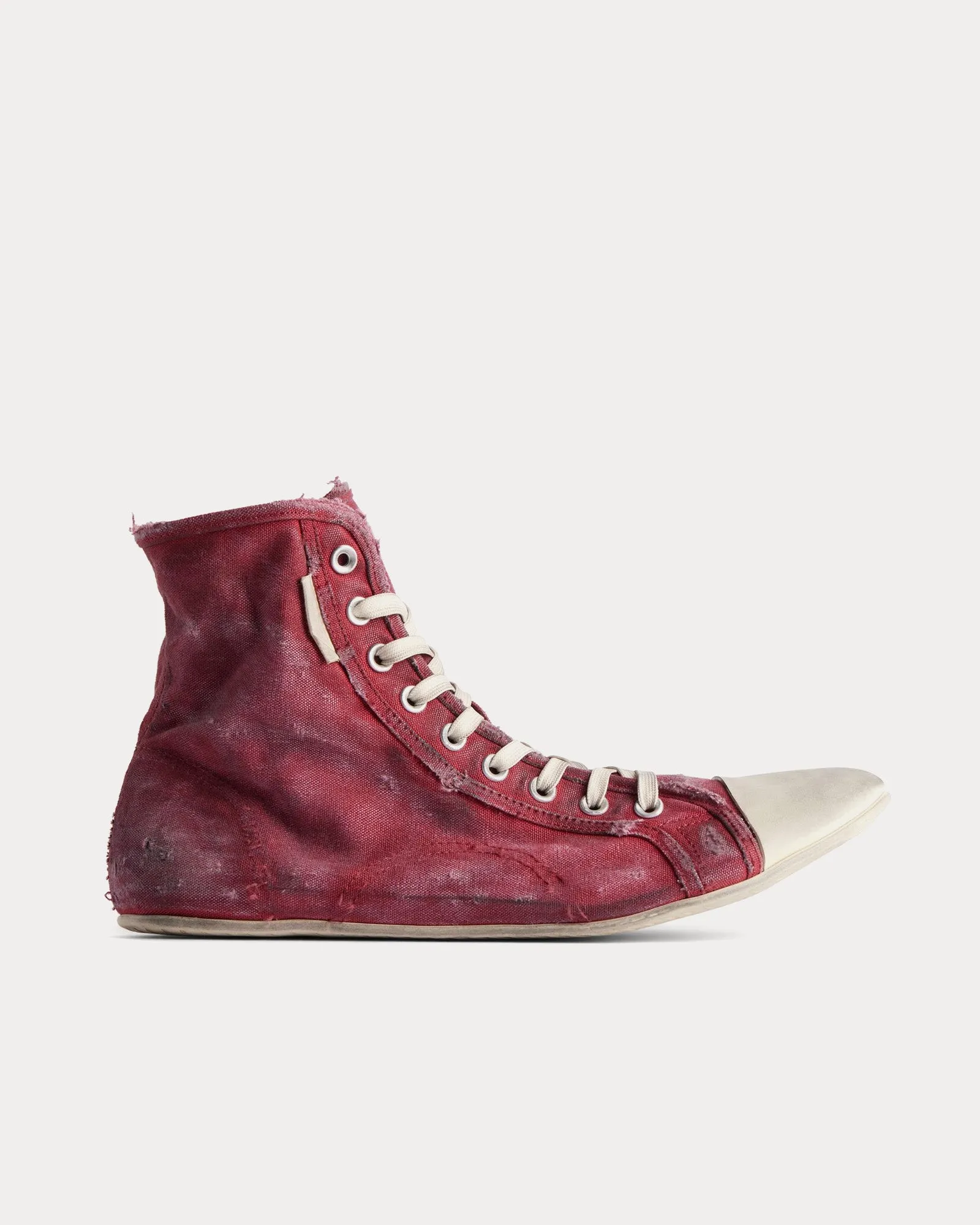 Paris Ultra Flat Recycled Canvas Red High Top Sneakers