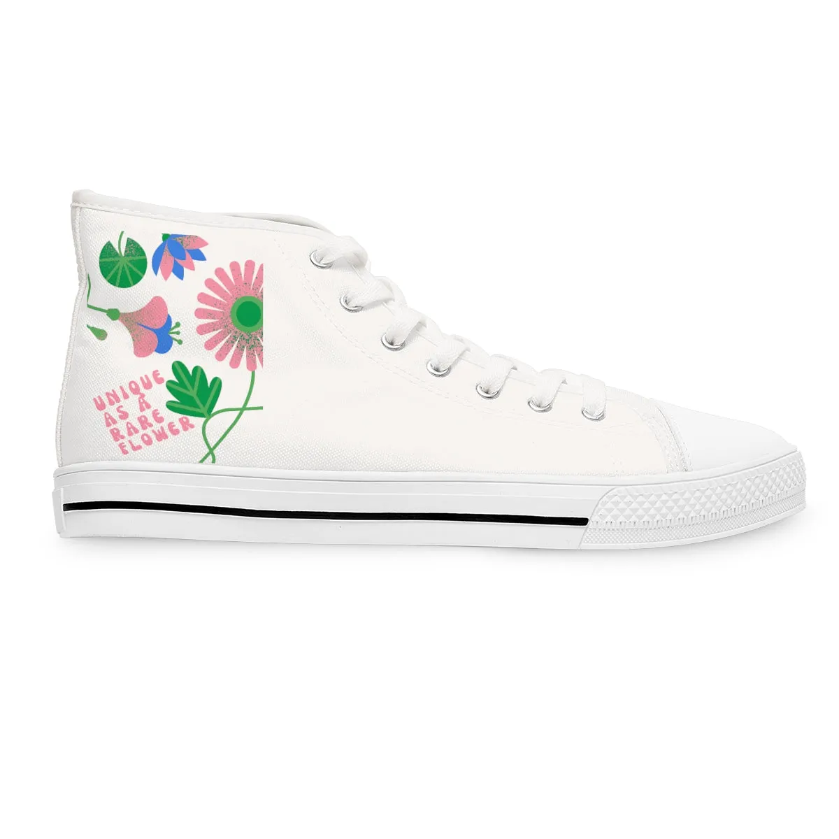Plant Theme Sneakers, Unique as a Rare Flower Sneakers, Canvas Flower Print Chucks, Positivity High Tops
