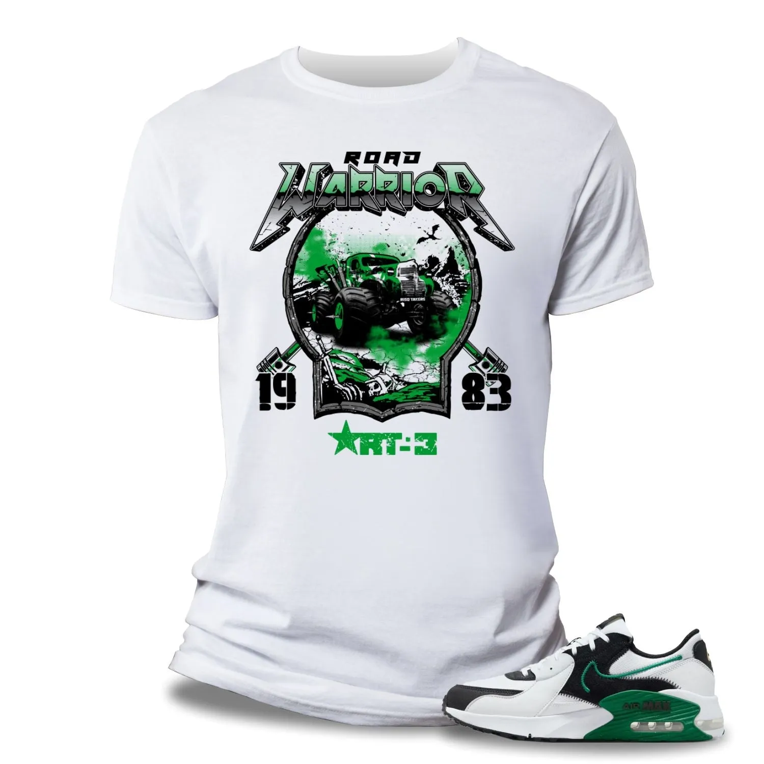 Risq Takers Warrior Tee White / Green Combo