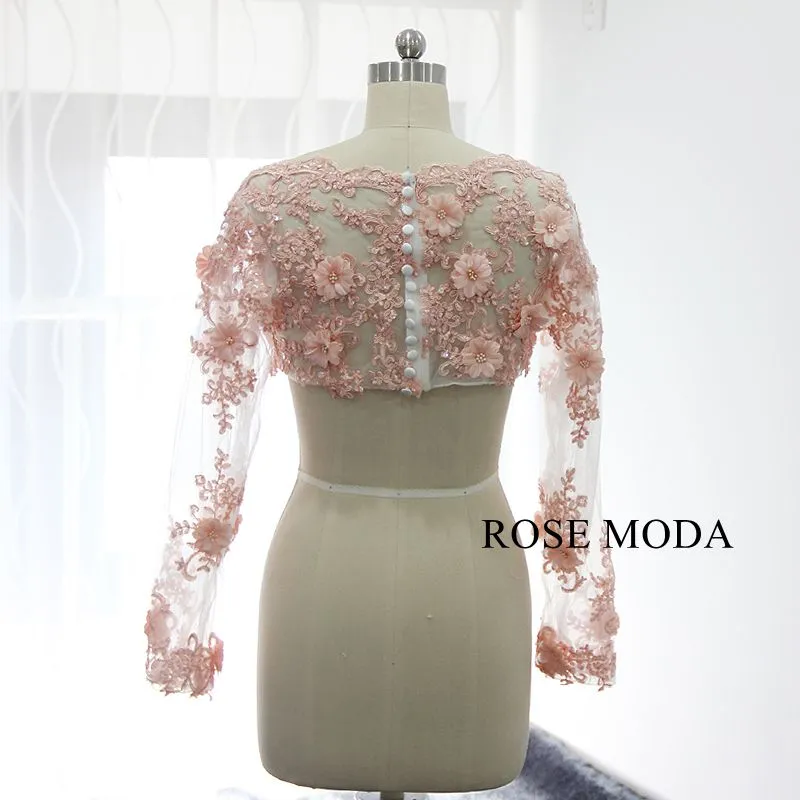 Rosemoda White and Pink Ball Gown Wedding Dress With Removable Bolero