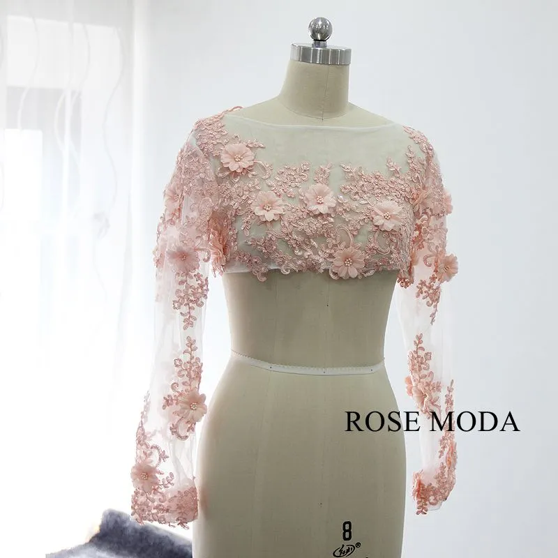 Rosemoda White and Pink Ball Gown Wedding Dress With Removable Bolero