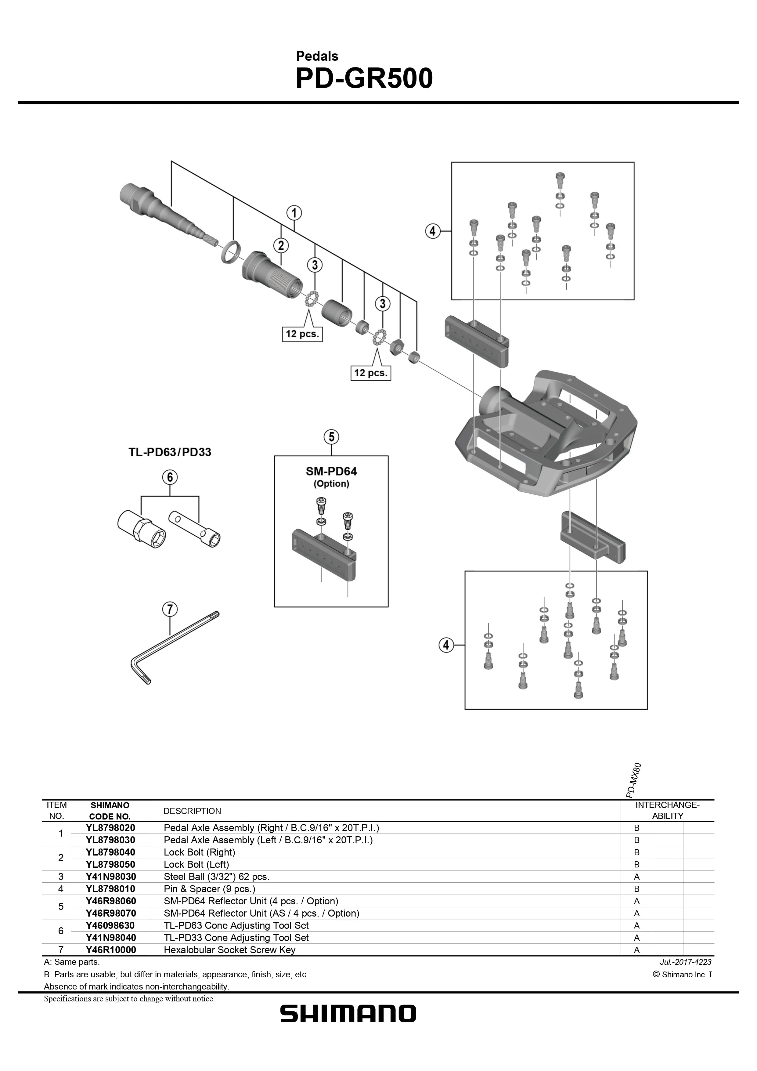 SHIMANO Deore PD-GR500 Multi-purpose Flat Pedals