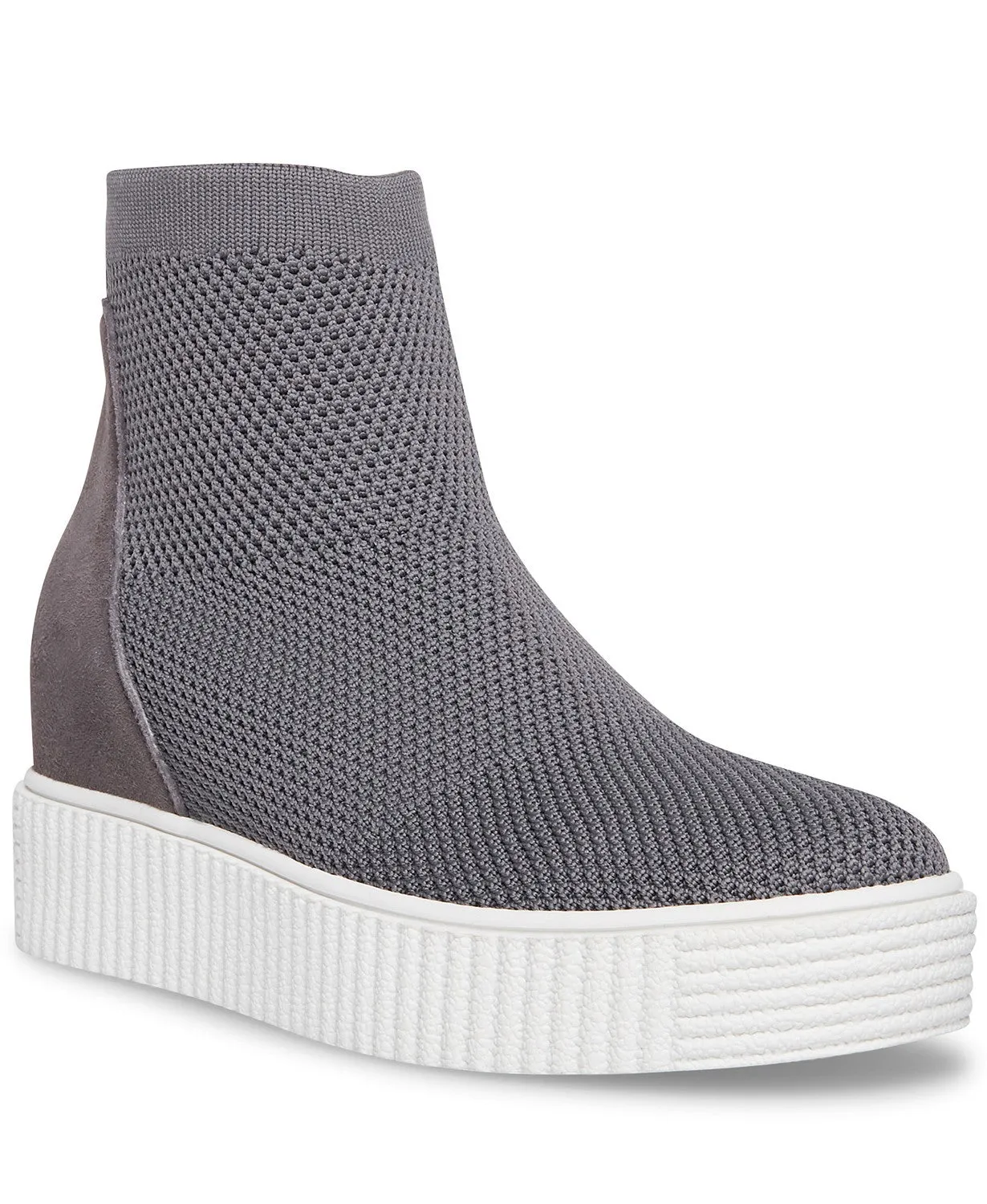 Steve Madden Carana Grey Multi Fashion Knit Rounded Toe Pull On Wedge Sneakers