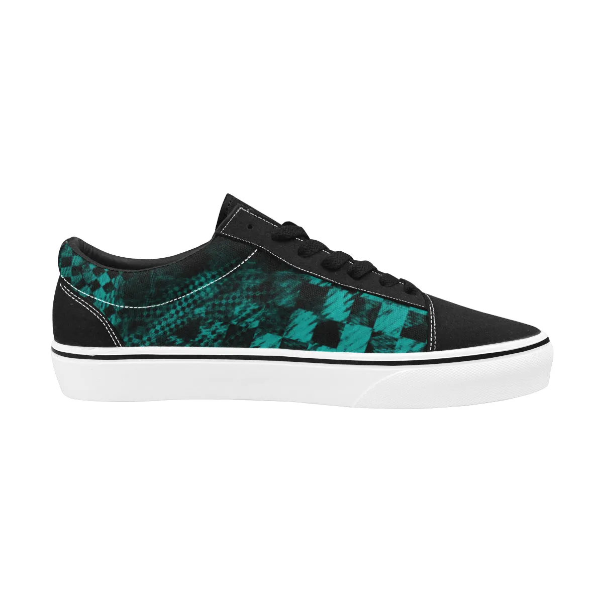 Teal Check II Lace-Up Suede/Canvas