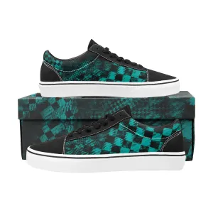 Teal Check II Lace-Up Suede/Canvas