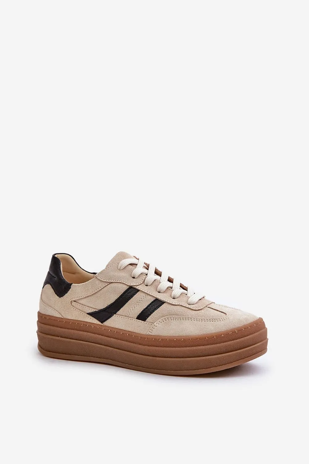 TEEK - Beige Classic Dual Lined Laced Sneakers