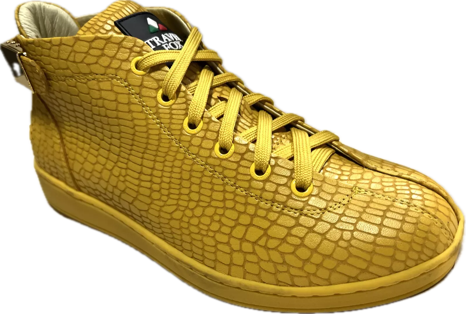 Travel Fox Malibu Mid Top Sneakers Men's Yellow Nappa Leather 915601 011