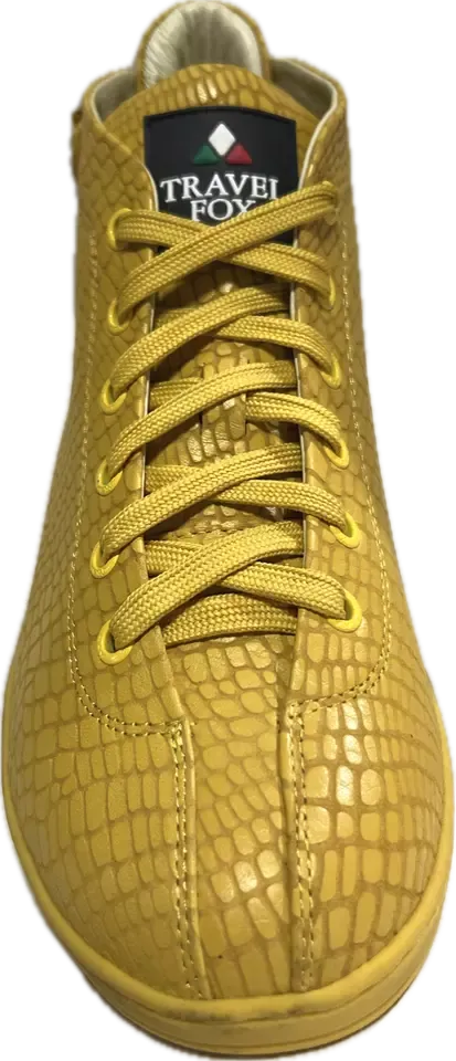 Travel Fox Malibu Mid Top Sneakers Men's Yellow Nappa Leather 915601 011