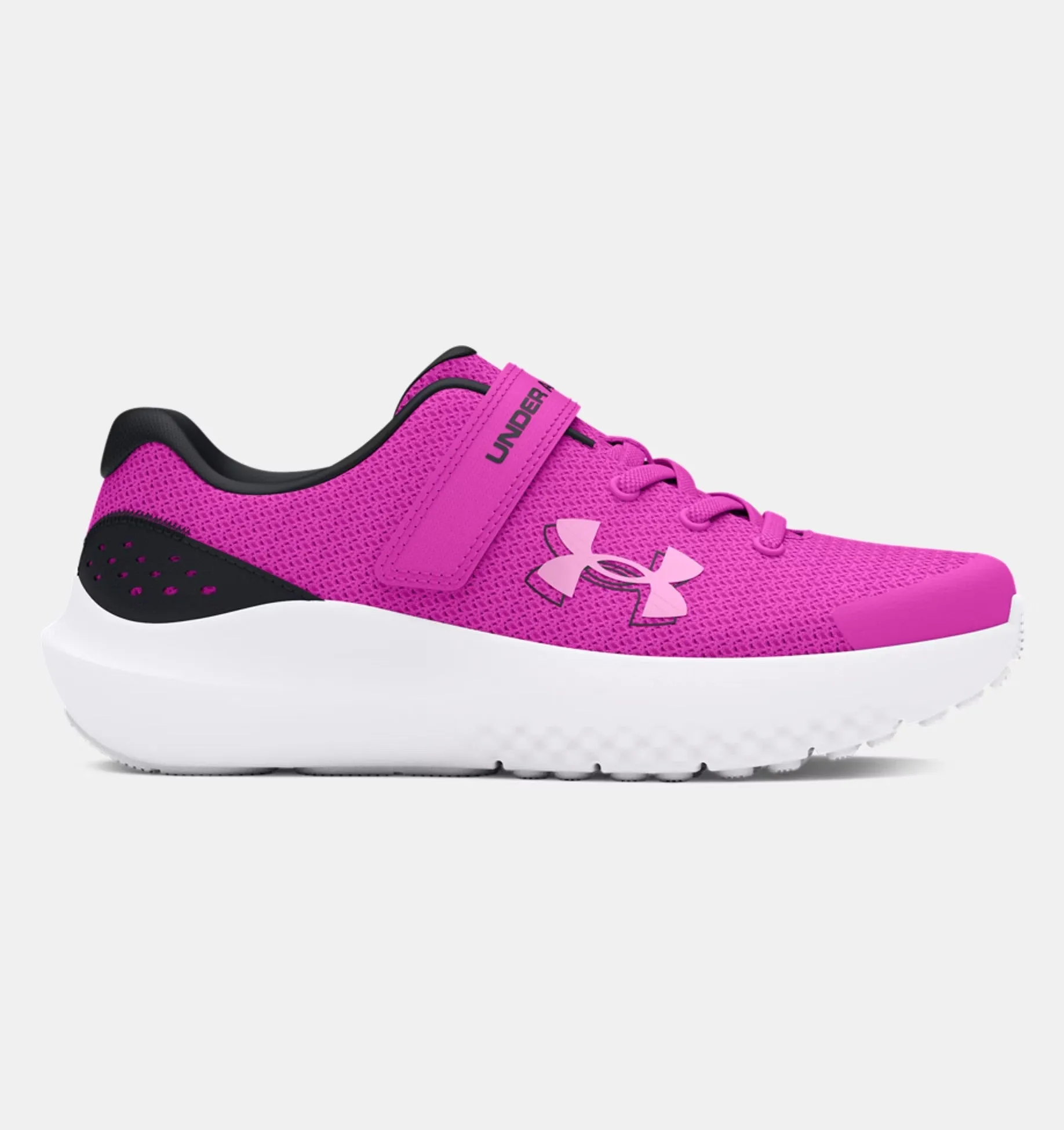 Under Armour Girls' Pre-School UA Surge 4 AC Running Shoes - Vivid Magenta / Black / Stellar Pink