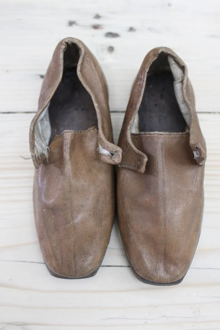 Vintage Hand Made Childs Leather Shoes