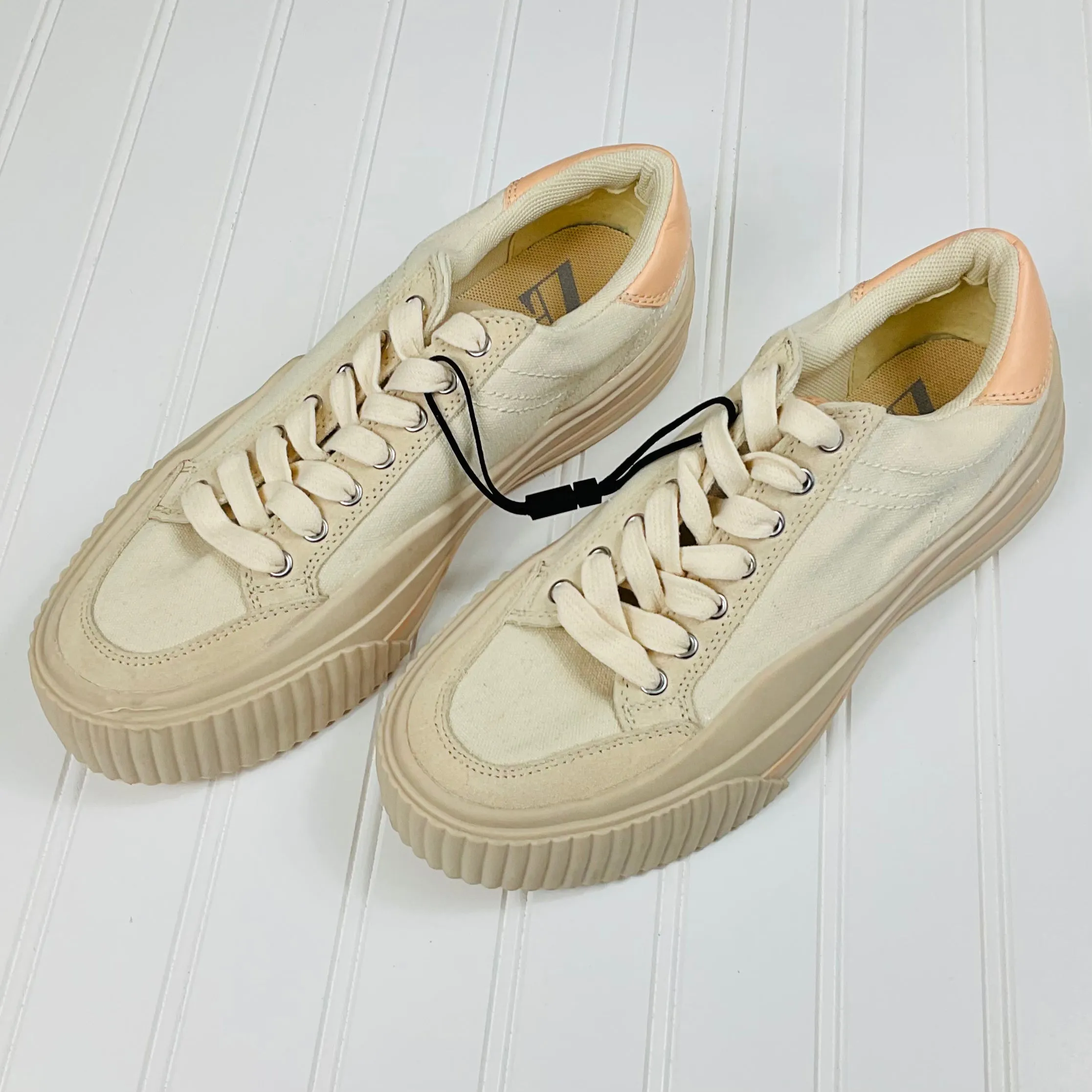 Zara Beige Canvas And Suede Sneakers Size EU 39 NWOT
