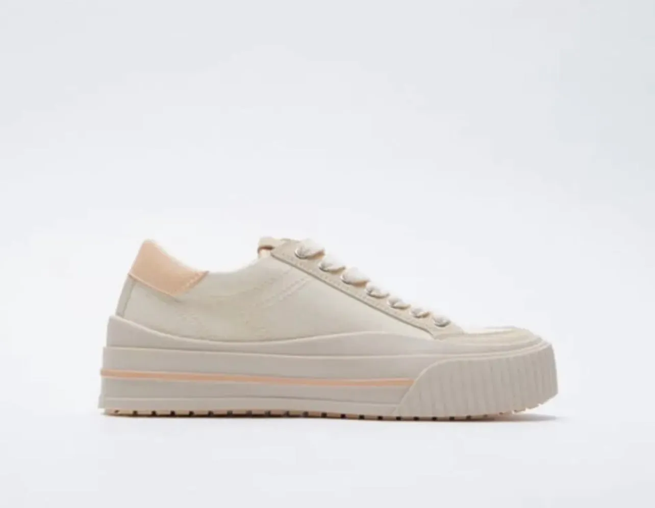 Zara Beige Canvas And Suede Sneakers Size EU 39 NWOT