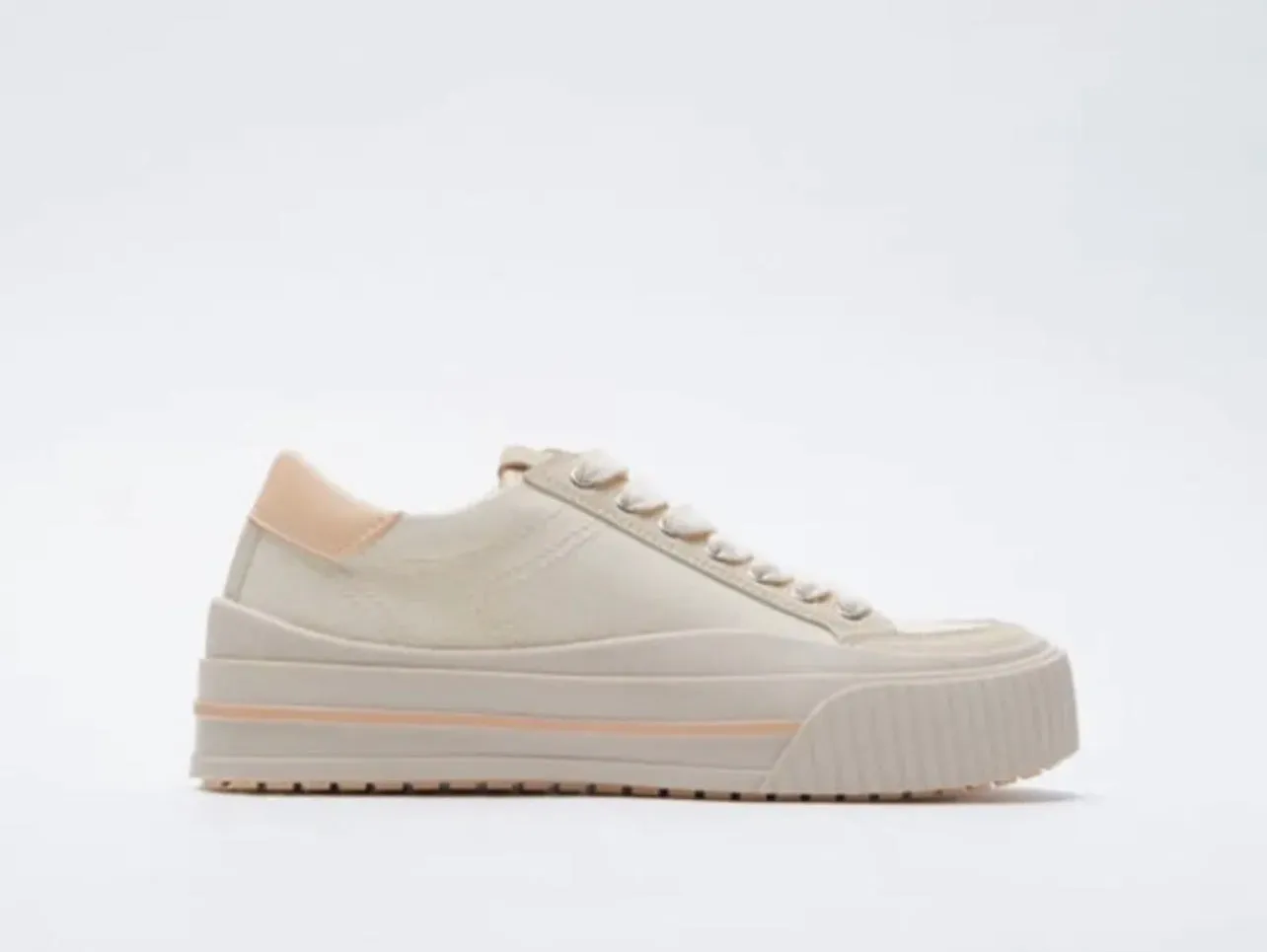 Zara Beige Canvas And Suede Sneakers Size EU 39 NWOT
